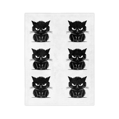 Angry Cat Velveteen Microfiber Blanket