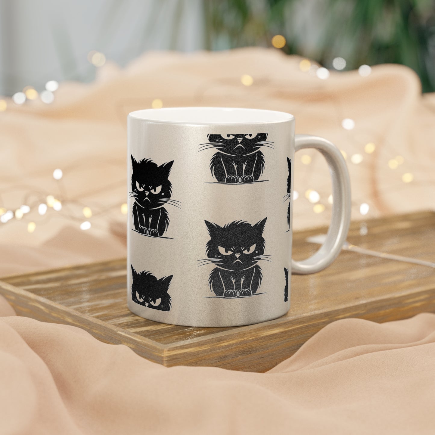 Angry Cat Metallic Coffee Mug