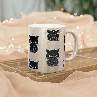 Angry Cat Metallic Coffee Mug