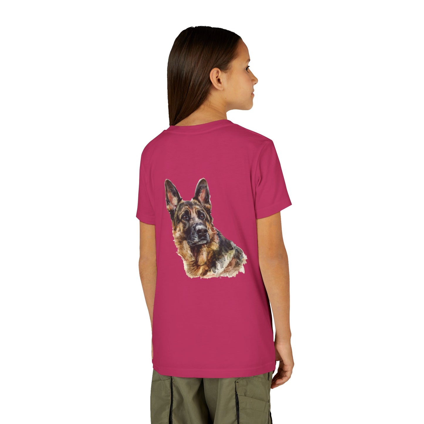 German Shepherd Head Youth Unisex Short Sleeve Crewneck Tee