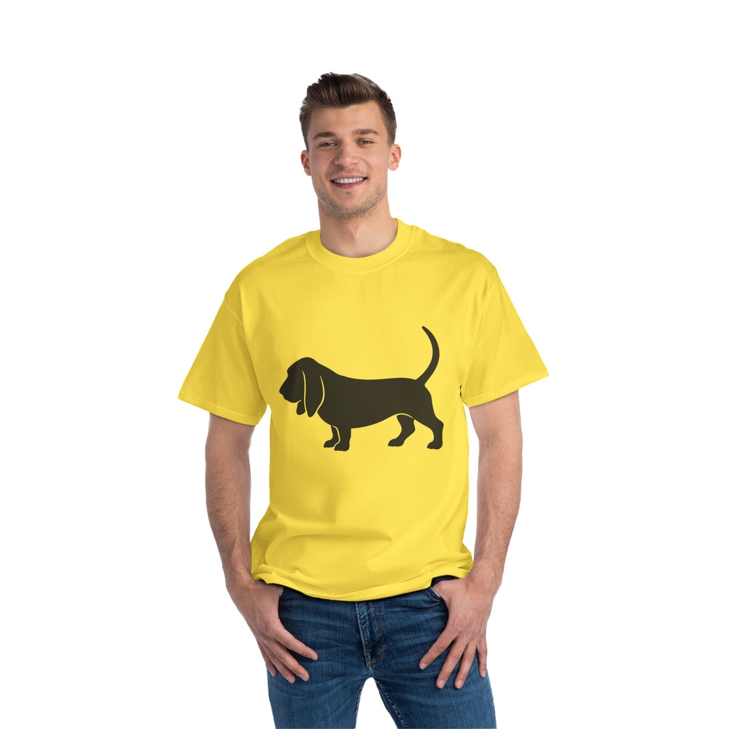 Basset Hound Silhouette Men's Short-Sleeve Crewneck Tee