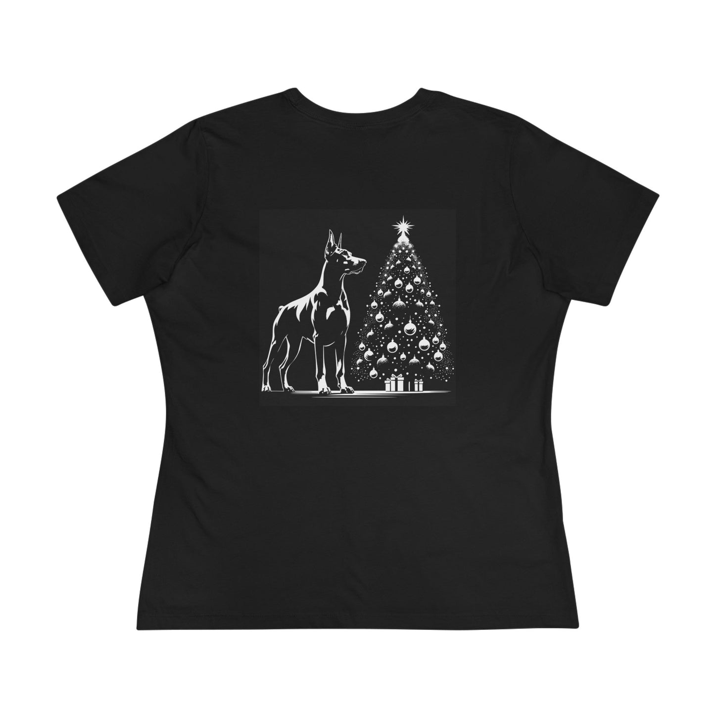 Doberman Christmas Tree Women's Short Sleeve Crewneck Tee