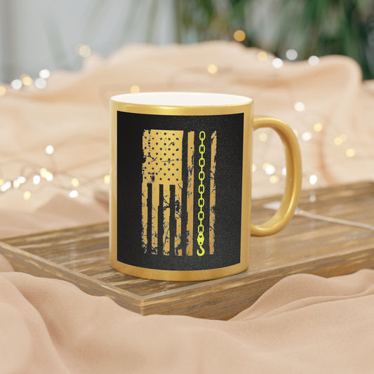 Thin Yellow Line Metallic Coffee Mug