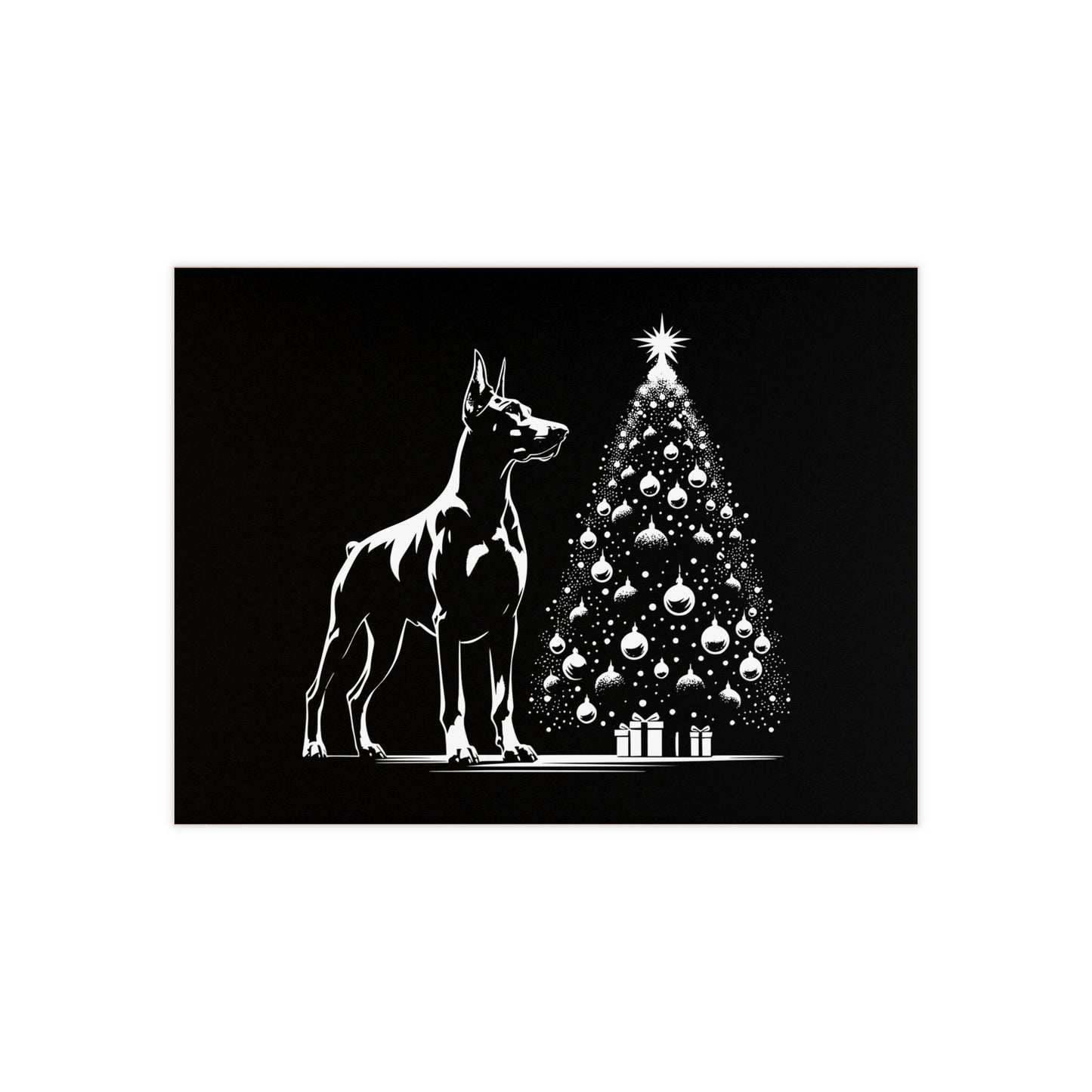 Doberman Christmas Tree Ceramic Photo Tile