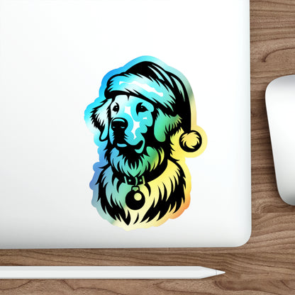 Santa Paws Golden Holographic Sticker