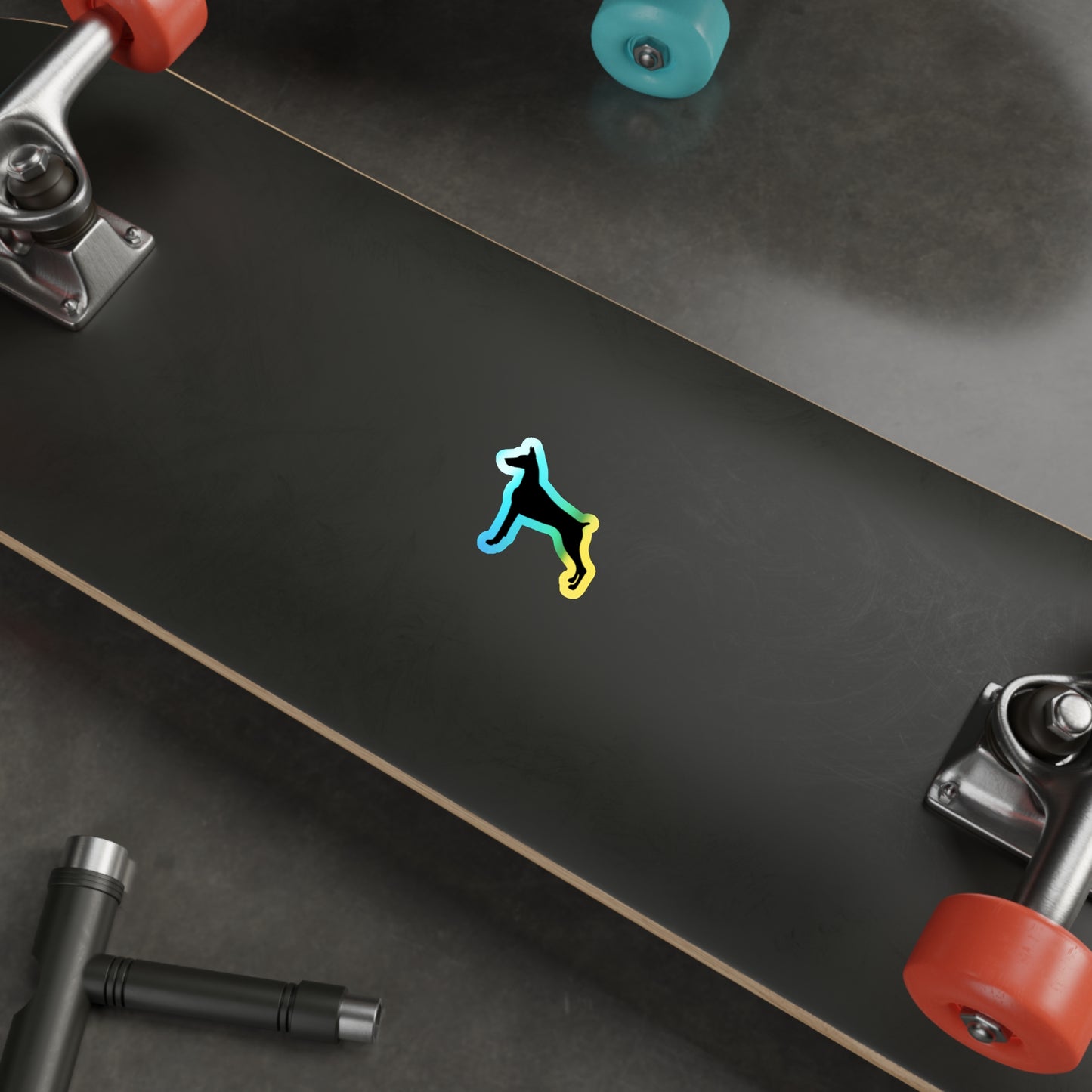 Doberman Silhouette Holographic Sticker