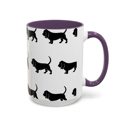 Basset Hound Silhouette 2-Tone Coffee Mug