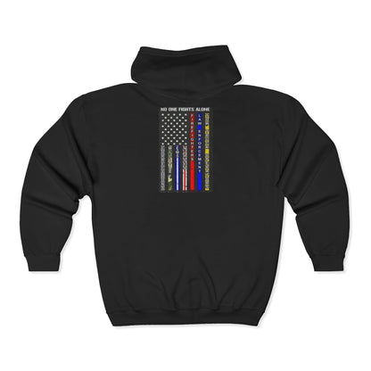 No One Fights Alone Unisex Full Zip Hoodie