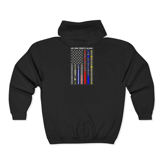 No One Fights Alone Unisex Full Zip Hoodie