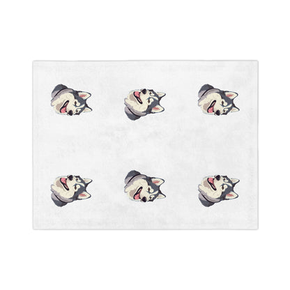 Malamute Head Velveteen Microfiber Blanket