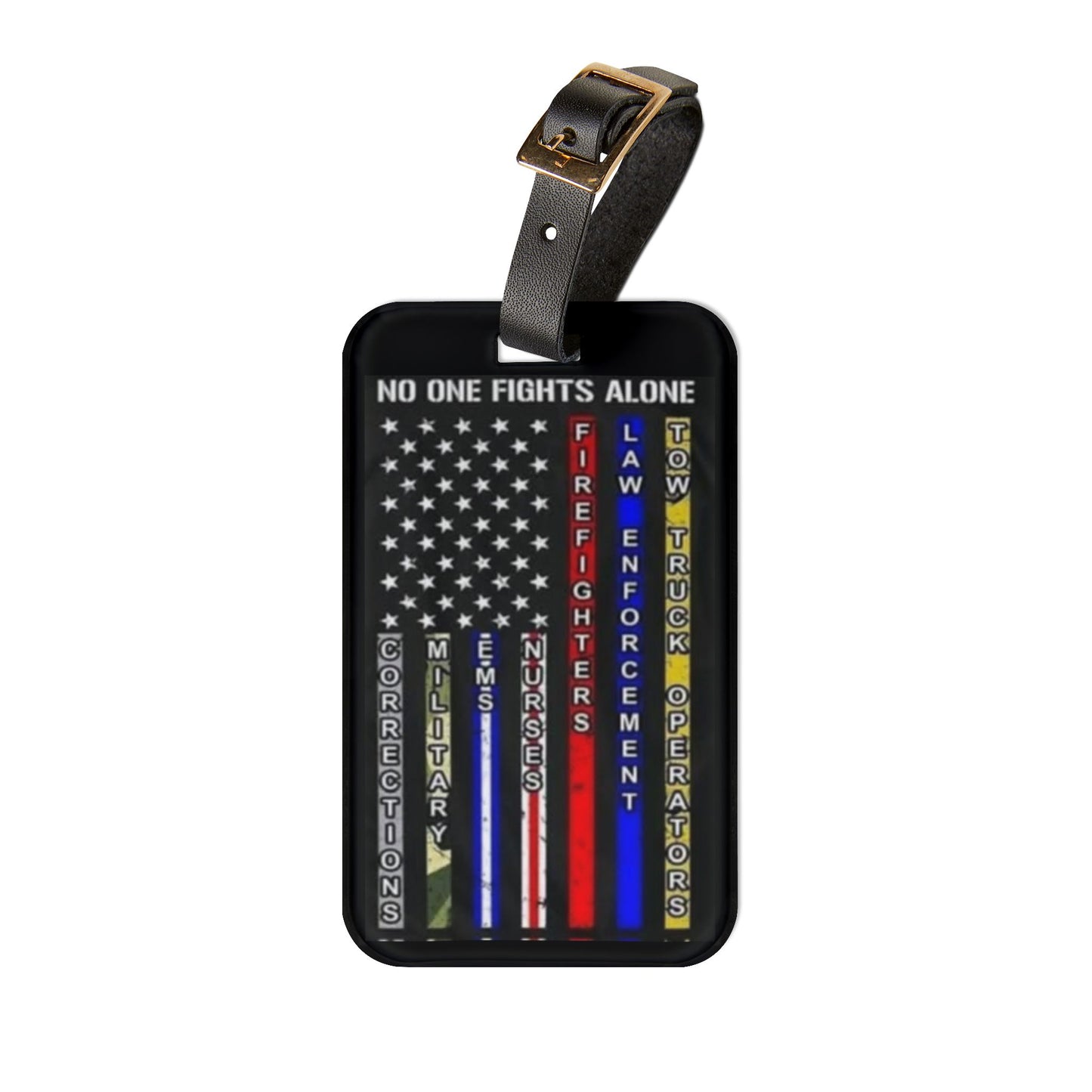 No One Fights Alone Leather Strap Luggage Tag