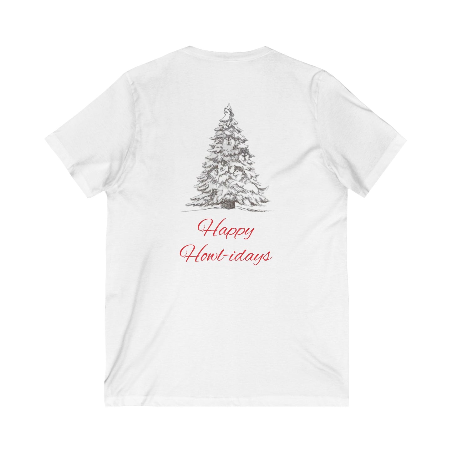 Happy Howl-idays Unisex Short Sleeve V-Neck Tee