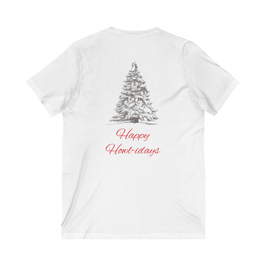 Happy Howl-idays Unisex Short Sleeve V-Neck Tee