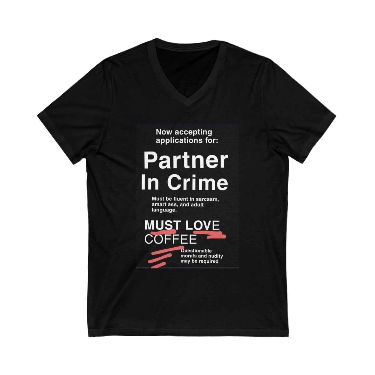 Partner In Crime Unisex Short Sleeve V-Neck Tee