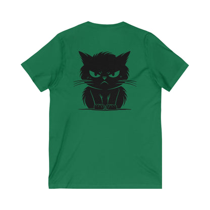 Angry Cat Unisex Short Sleeve V-Neck Tee