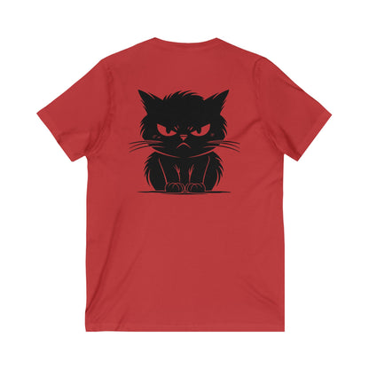 Angry Cat Unisex Short Sleeve V-Neck Tee