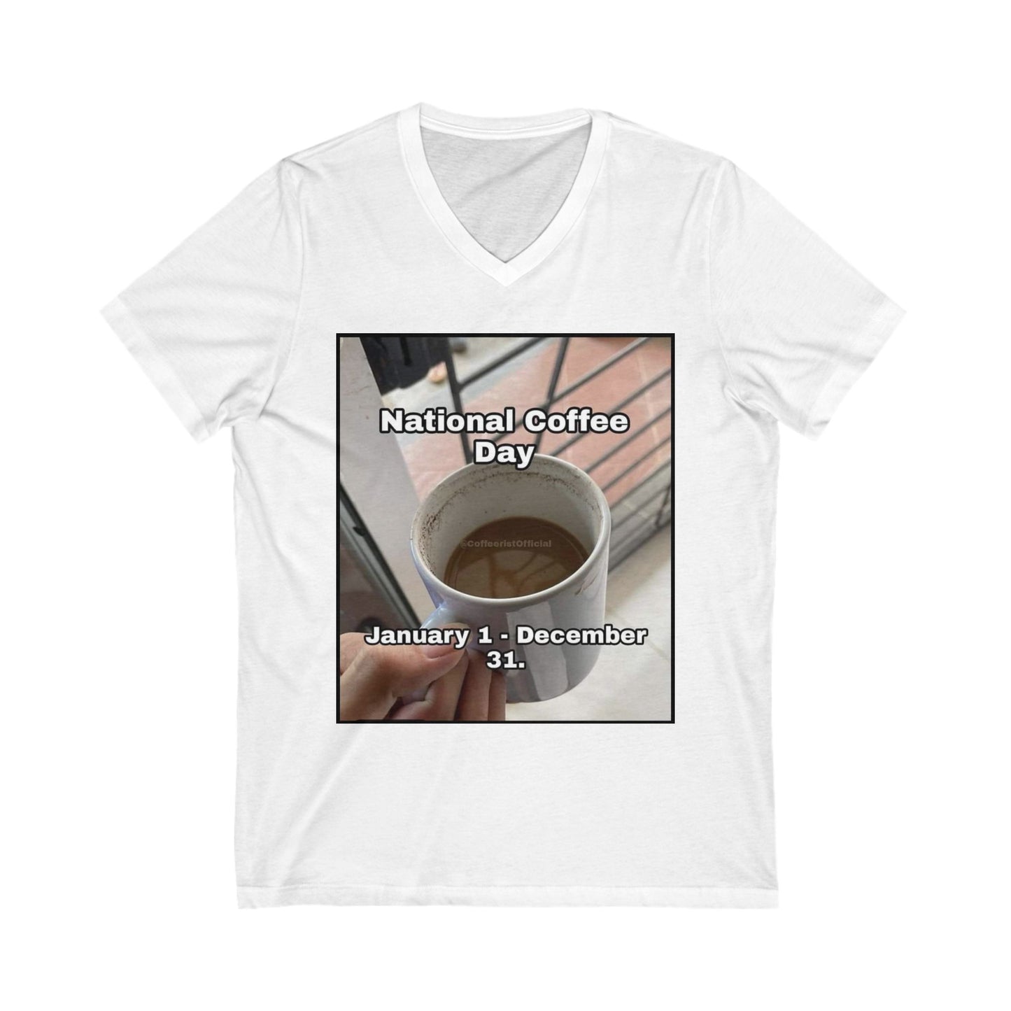 National Coffee Day Unisex Short Sleeve V-Neck Tee