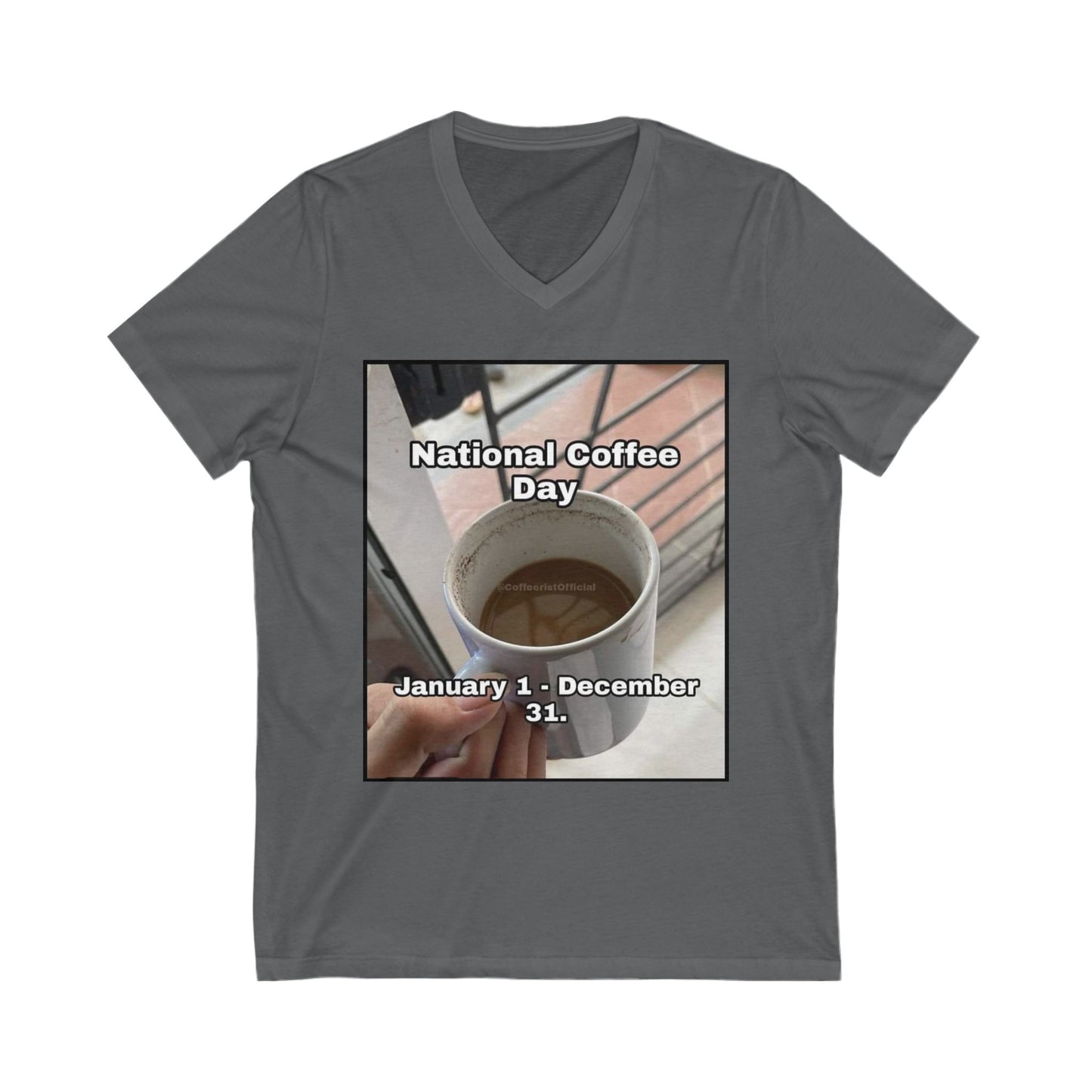 National Coffee Day Unisex Short Sleeve V-Neck Tee