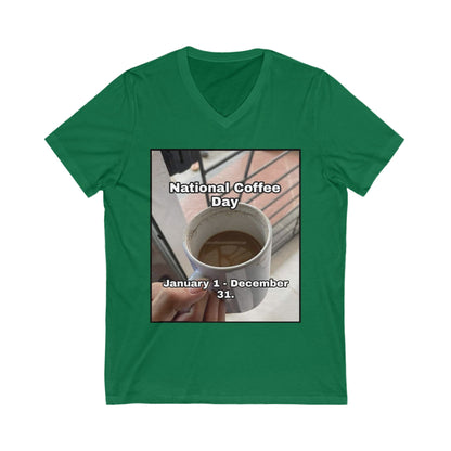 National Coffee Day Unisex Short Sleeve V-Neck Tee