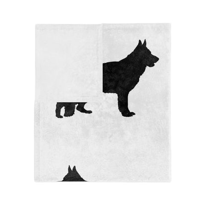 German Shepherd Silhouette Velveteen Microfiber Blanket