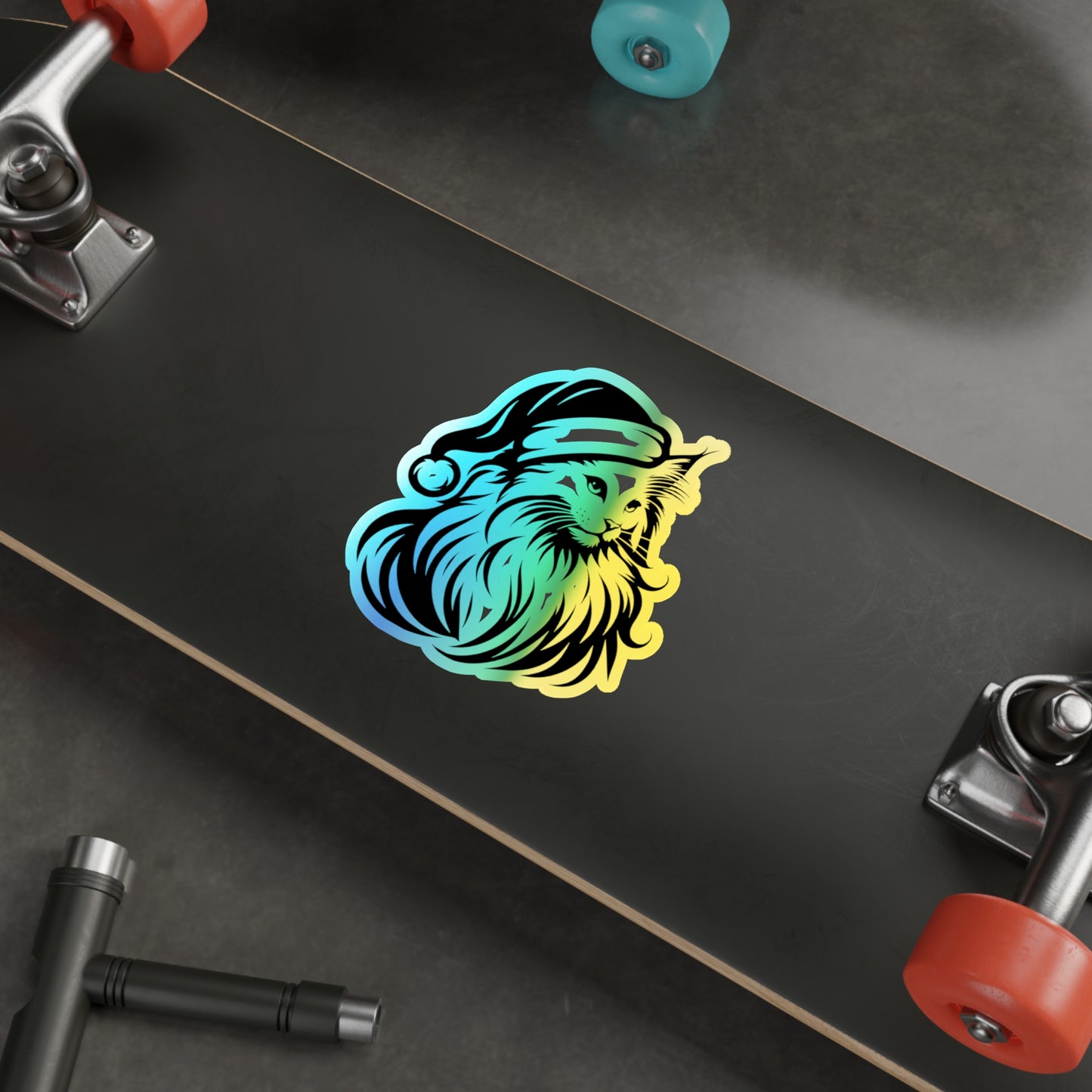 Santa Paws Cat Holographic Sticker