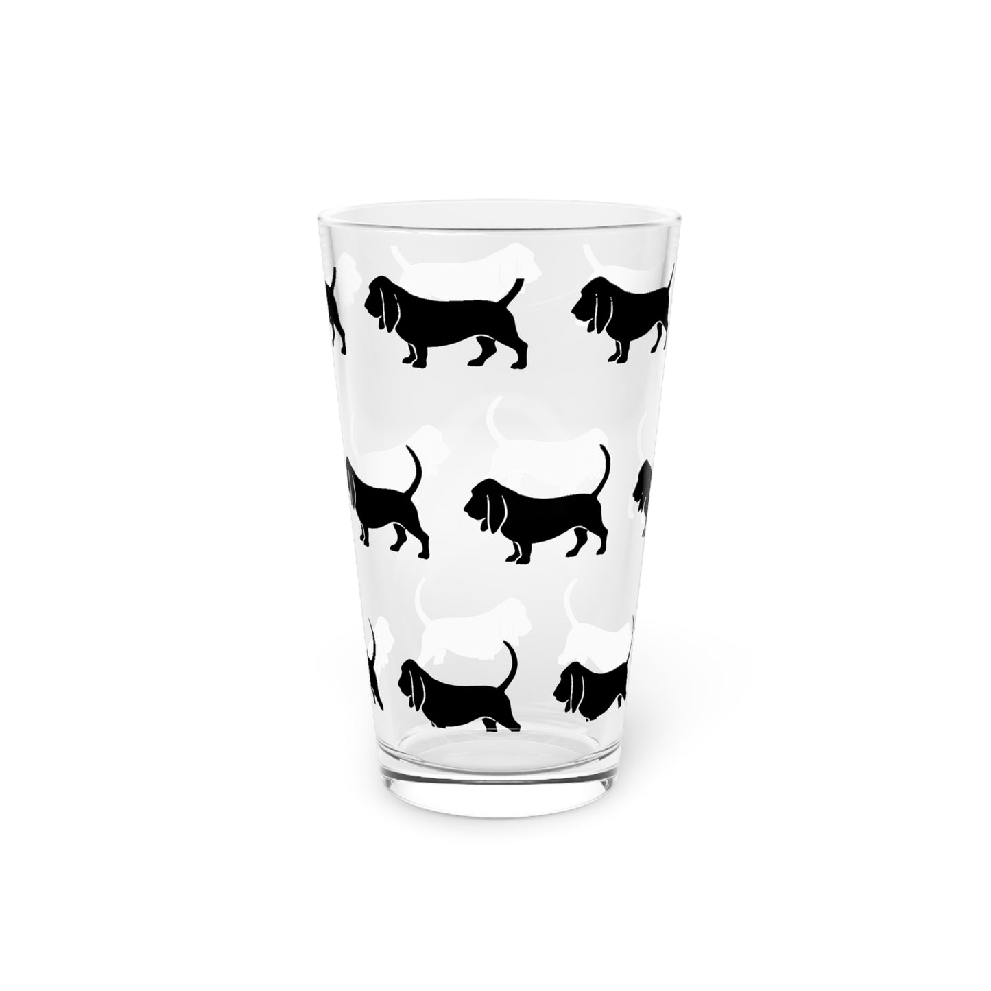 Basset Hound Silhouette Drinking Glass