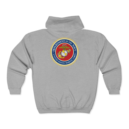 US Marine Corps Unisex Full Zip Hoodie