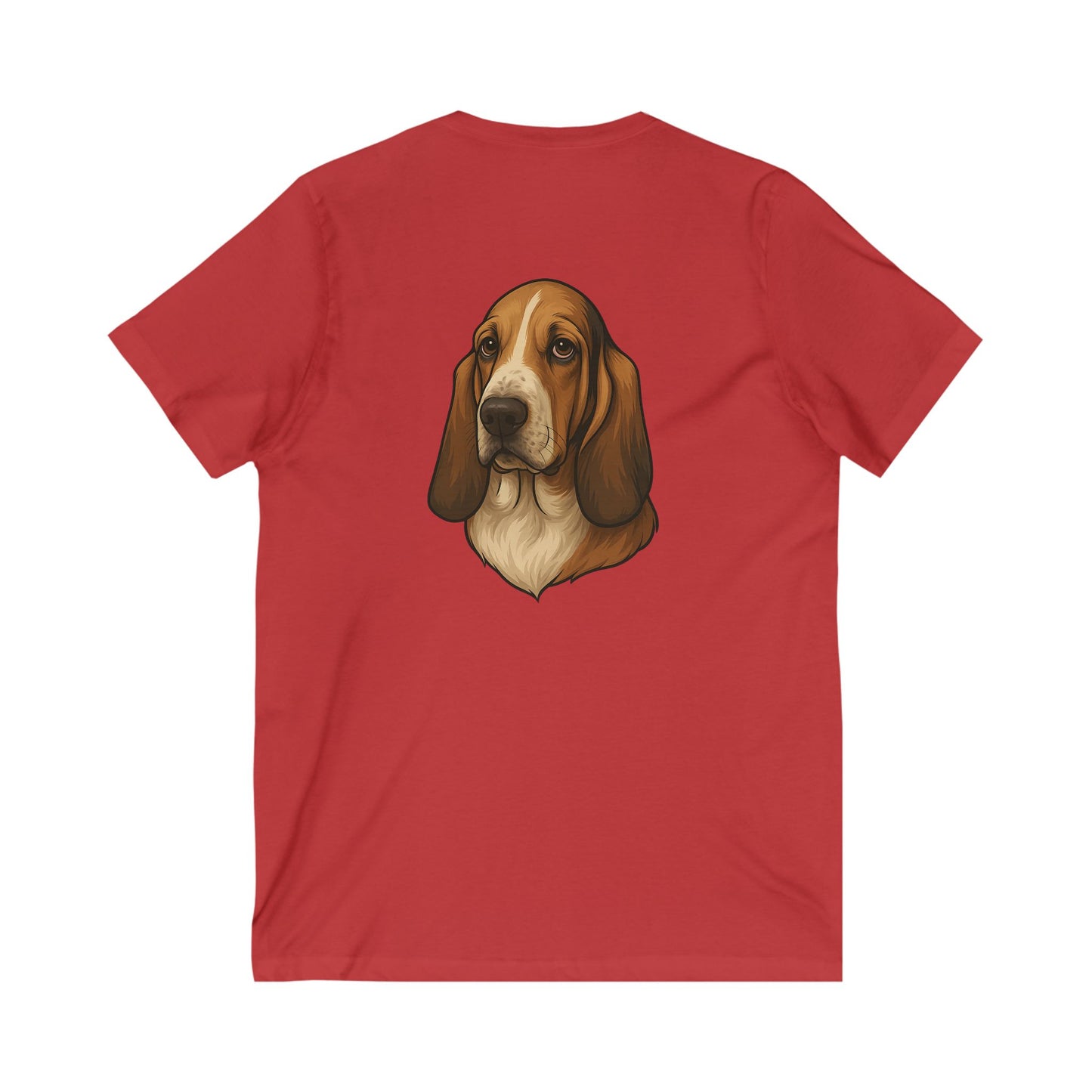 Basset Hound Head Unisex Short Sleeve V-Neck Tee