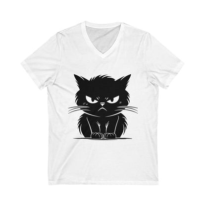 Angry Cat Unisex Short Sleeve V-Neck Tee