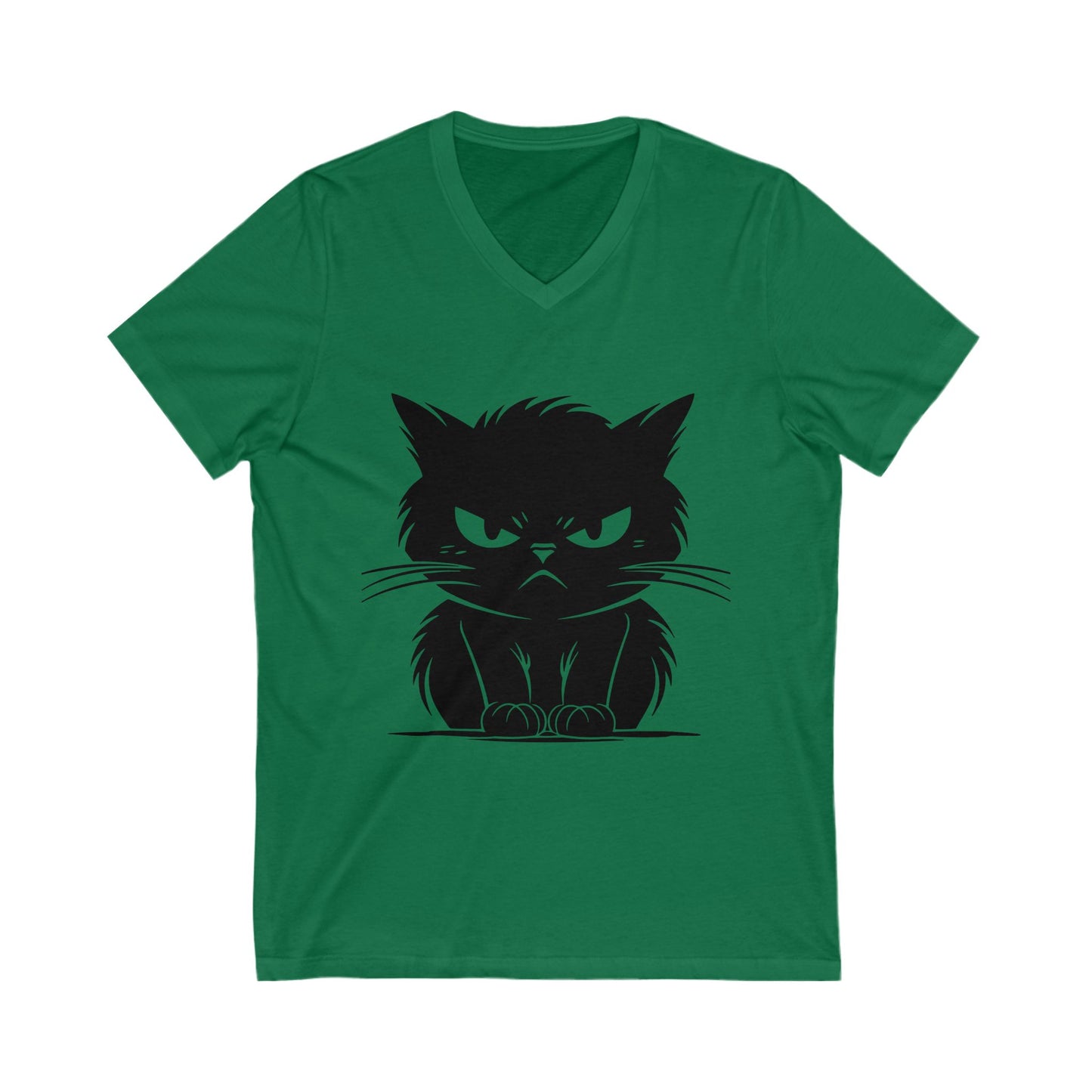 Angry Cat Unisex Short Sleeve V-Neck Tee