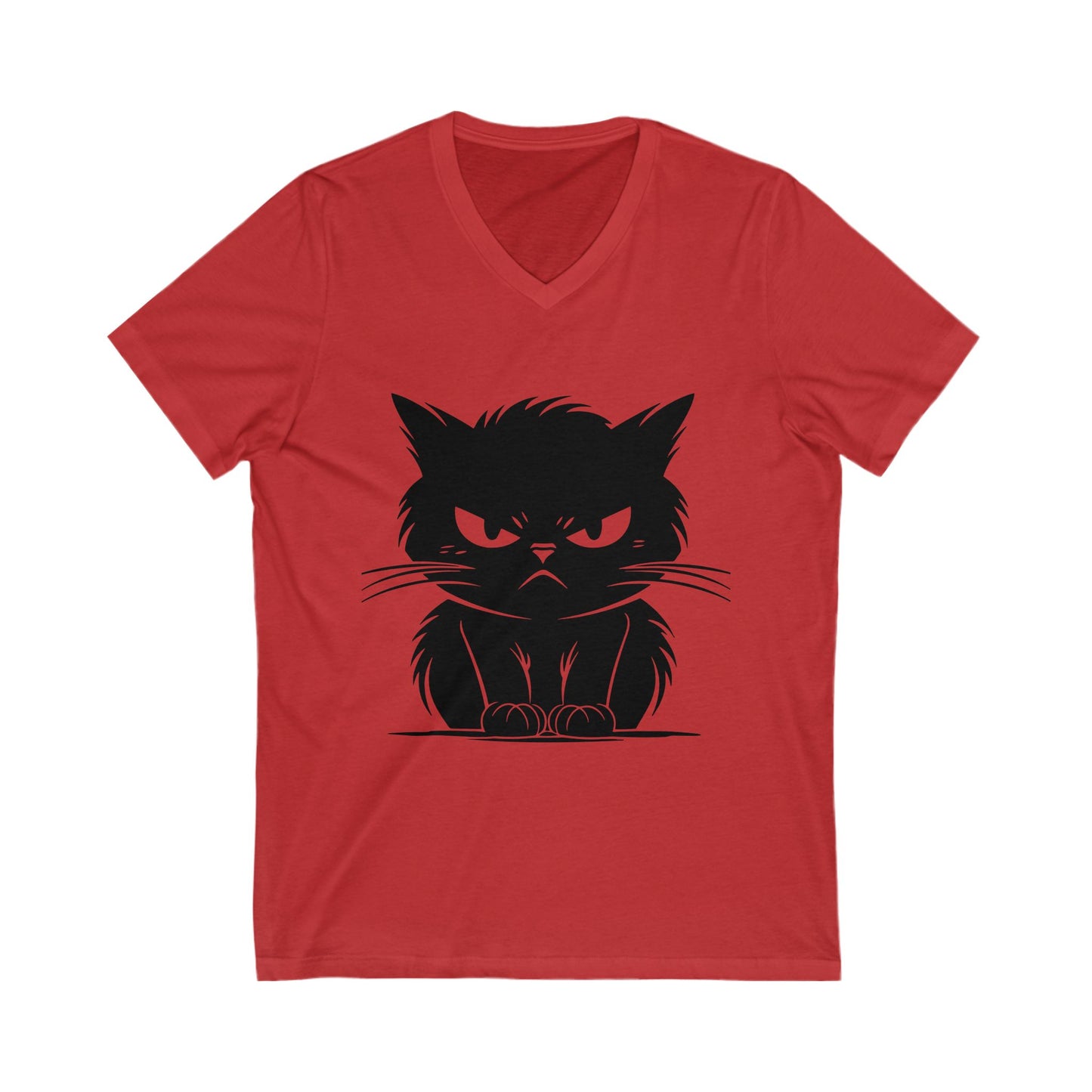 Angry Cat Unisex Short Sleeve V-Neck Tee