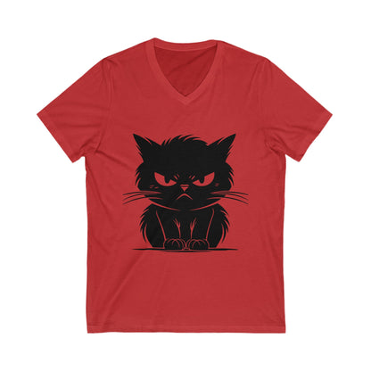 Angry Cat Unisex Short Sleeve V-Neck Tee