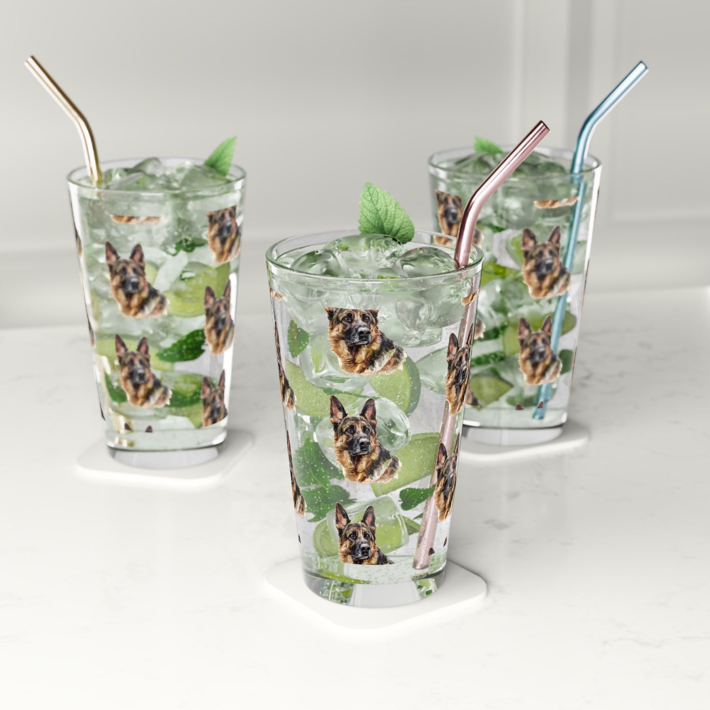 German Shepherd Head Drinking Glass