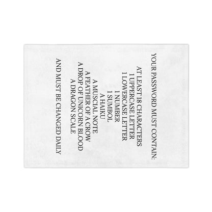 Password Velveteen Microfiber Blanket