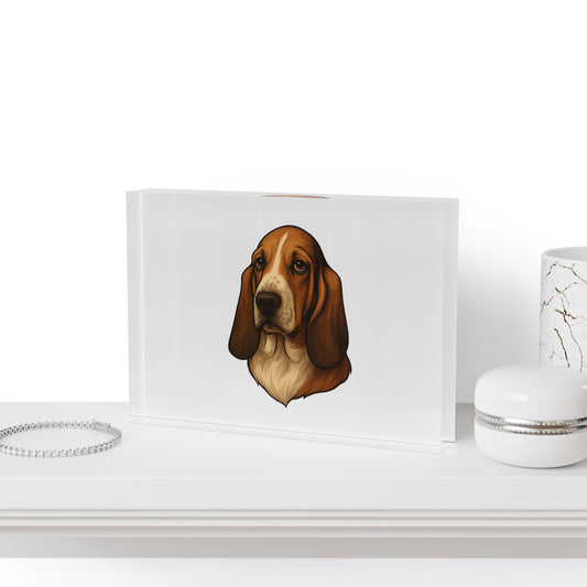Basset Hound Head Acrylic Photo Block