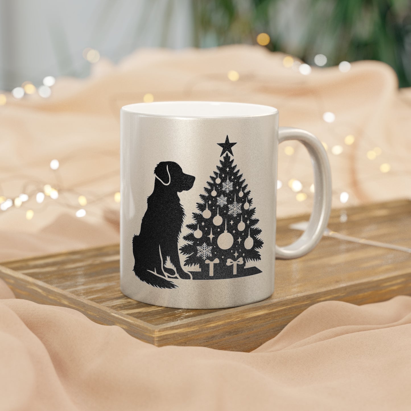 Golden Christmas Tree Metallic Coffee Mug