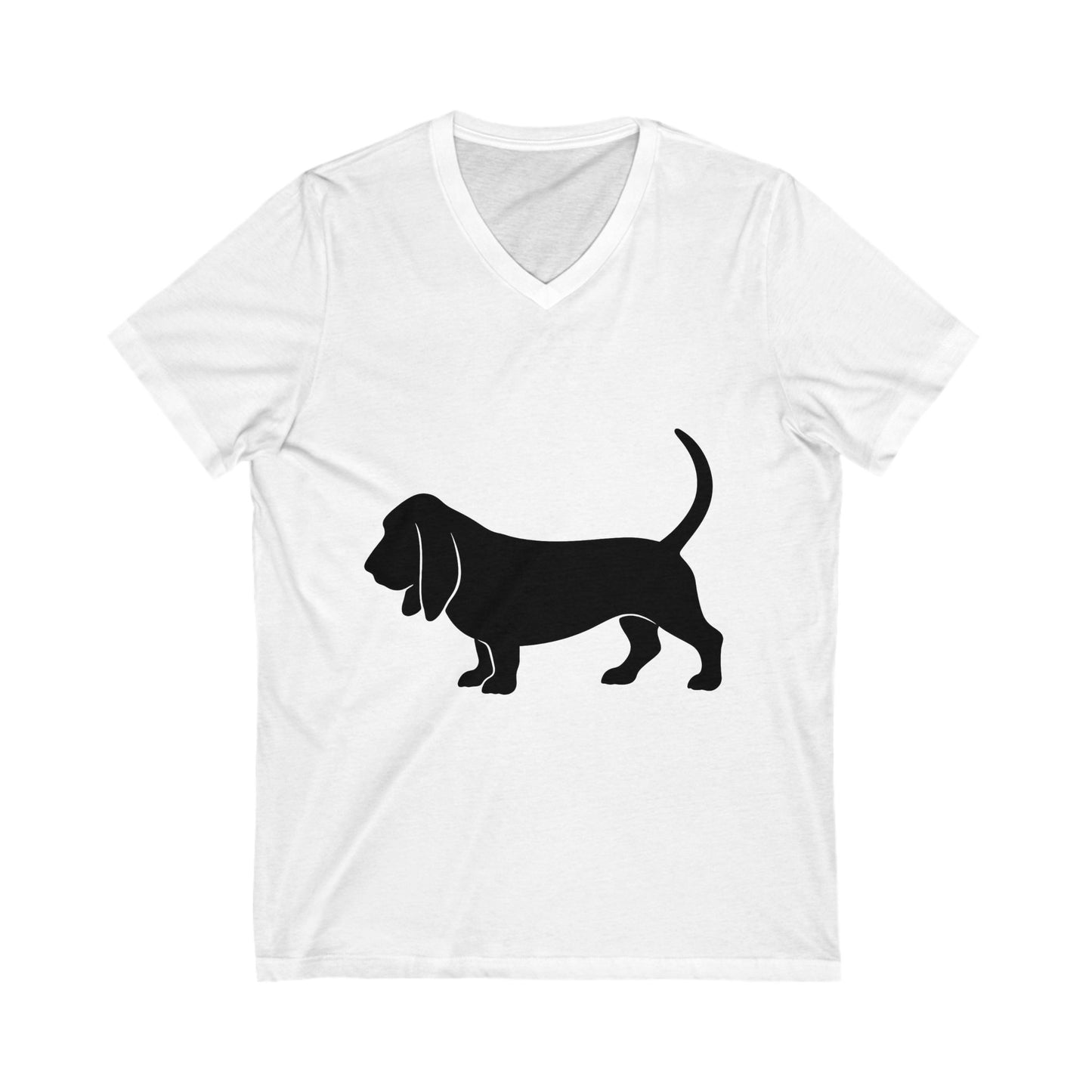 Basset Hound Silhouette Unisex Short Sleeve V-Neck Tee