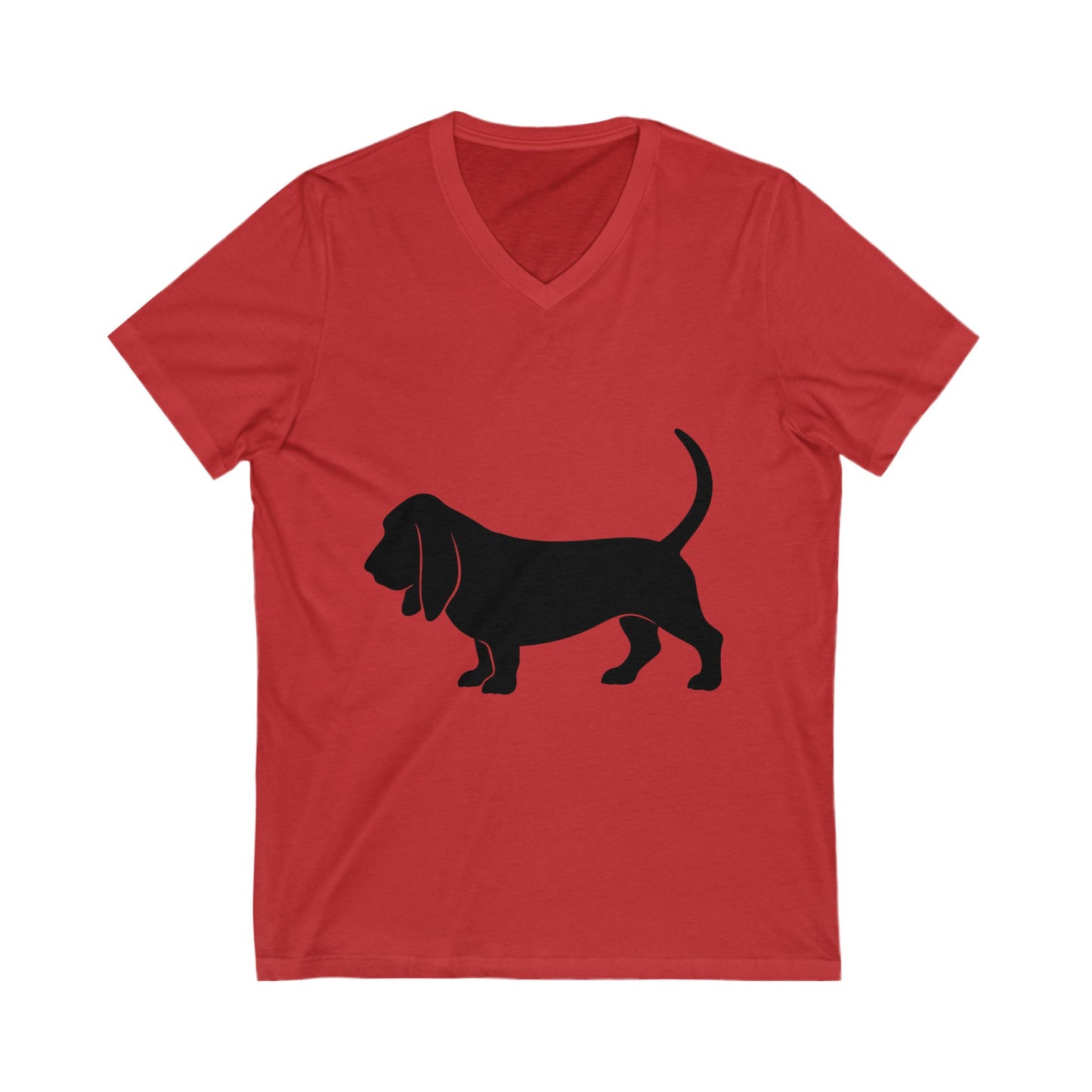Basset Hound Silhouette Unisex Short Sleeve V-Neck Tee
