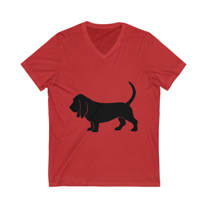 Basset Hound Silhouette Unisex Short Sleeve V-Neck Tee