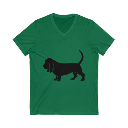 Basset Hound Silhouette Unisex Short Sleeve V-Neck Tee