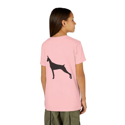 Doberman Silhouette Youth Unisex Short Sleeve Crewneck Tee