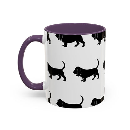 Basset Hound Silhouette 2-Tone Coffee Mug