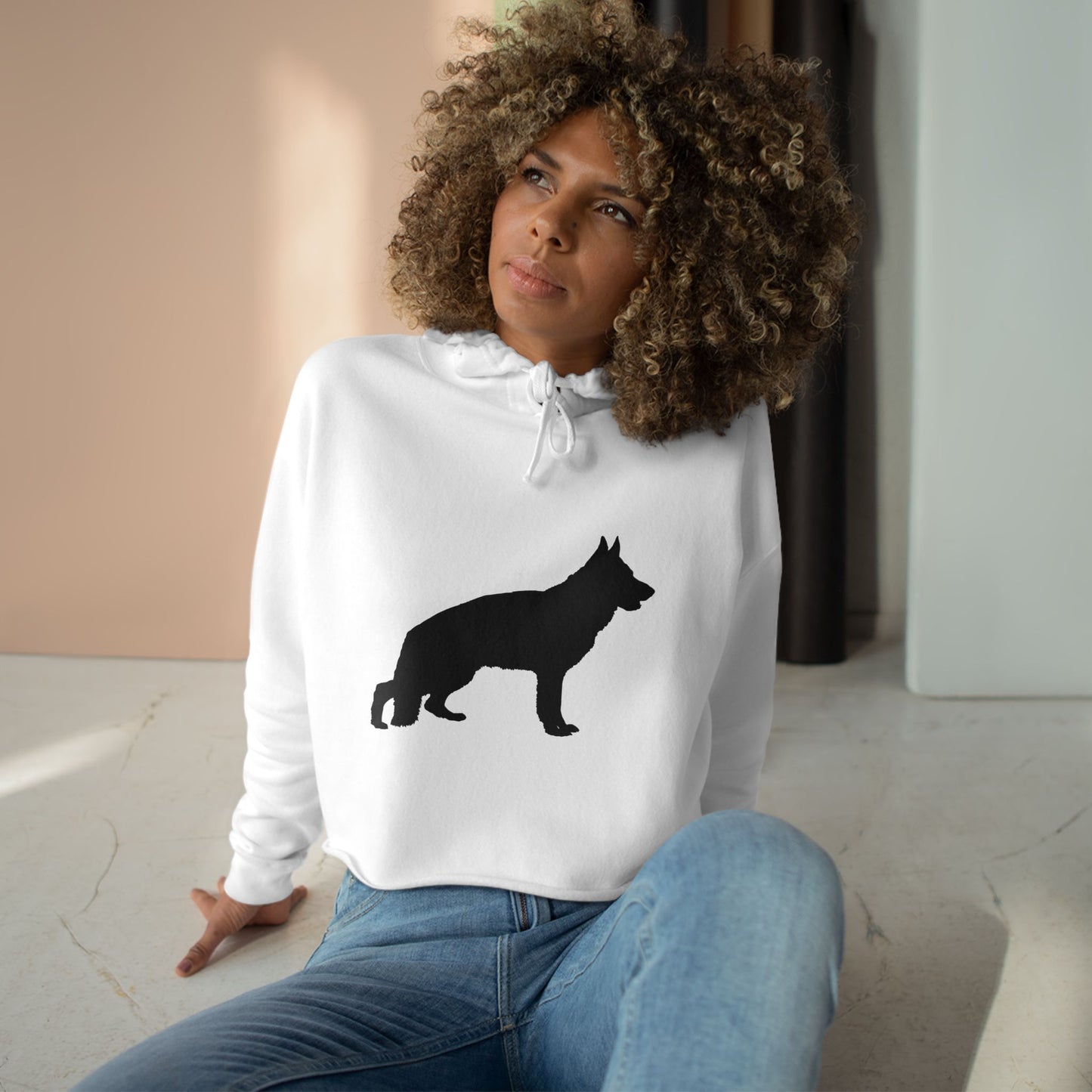 German Shepherd Silhouette Women's Crop Hoodie