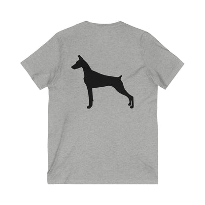 Doberman Silhouette Unisex Short Sleeve V-Neck Tee