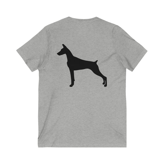 Doberman Silhouette Unisex Short Sleeve V-Neck Tee