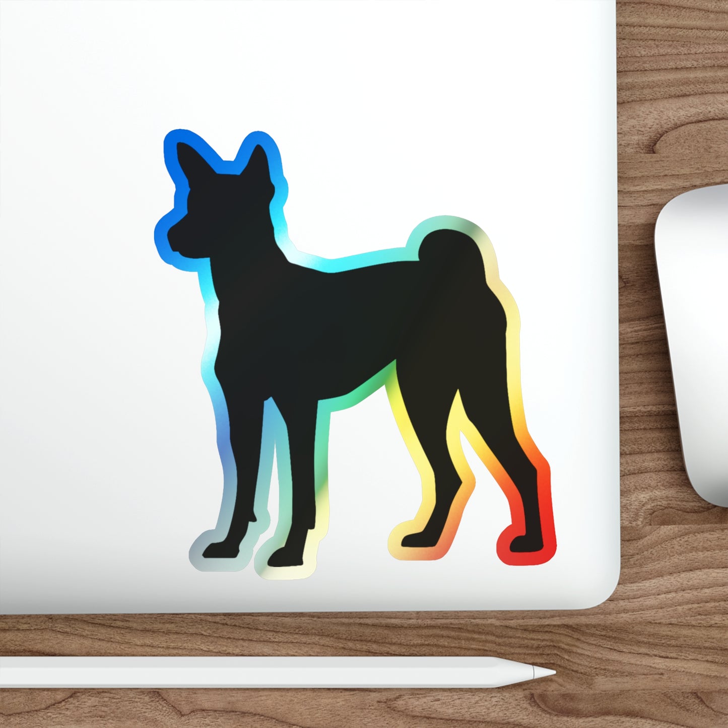 Basenji Silhouette Holographic Sticker