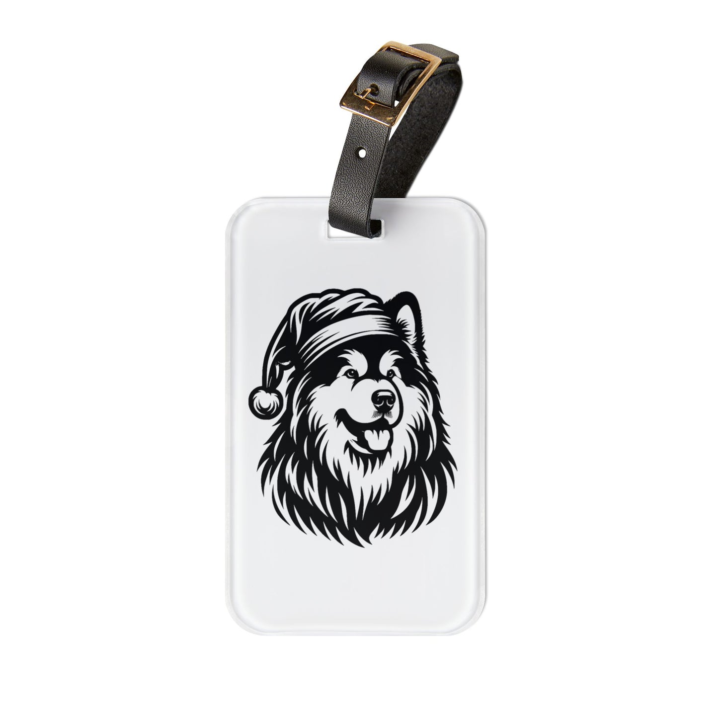 Santa Paws Malamute Leather Strap Luggage Tag