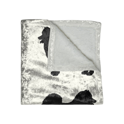 Samoyed Silhouette Crushed Velvet Blanket