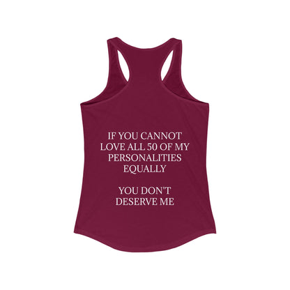 50 Personalities Women's Racerback Tank