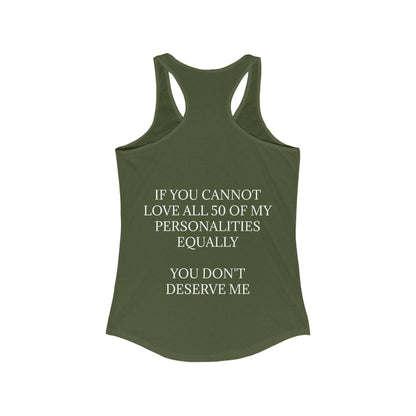50 Personalities Women's Racerback Tank